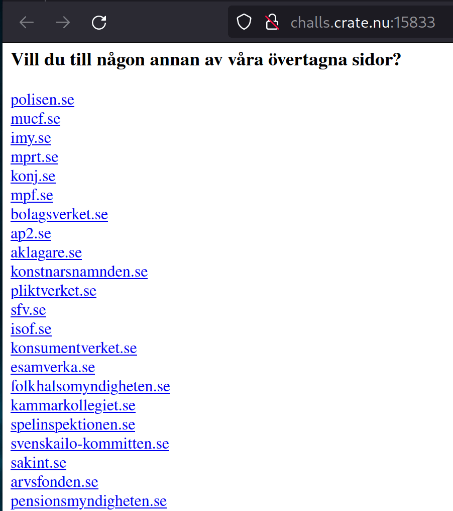 Lista av övertagna sidor